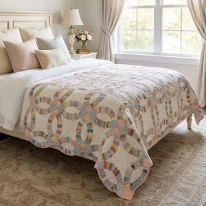 DOUBLE WEDDING RING QUILT BLANKET 70x82
